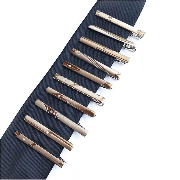 Clips de corbata para hombre Corbata de metal Bar Camisas de vestir de cristal Corbatas Pin para ceremonia de boda Accesorios de hombre de oro Entrega de gota Cuffl Dha8M