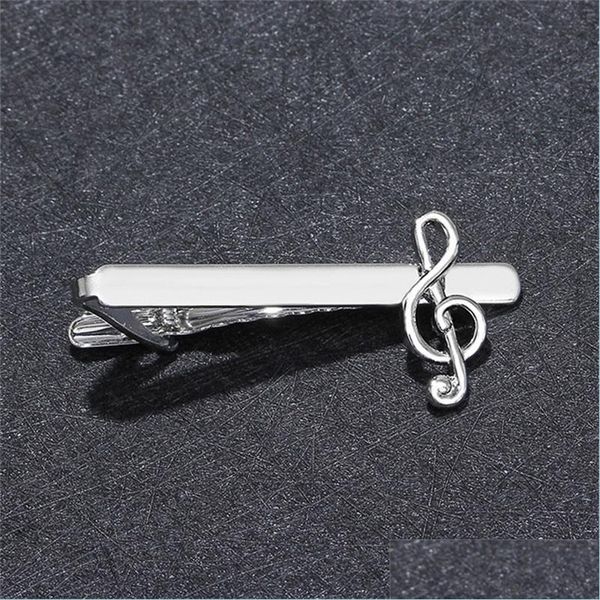 Clips de corbata Metal Sier Música Clip de corbata para hombres Corbata de boda Broche de póquer Caballero Barra de cristal Pin Regalo para hombre Aeagg Eo9Z3 981 Drop Deli Dhknv