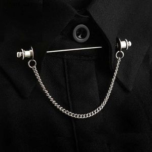 Clip Clips OBN Brand Gold / Silver Chain Hat Head Menstie Collar Brooch Brooch Tie Stick Pin Shirt With Collar Bars Bijoux Y240411