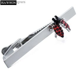 Clip Clips Red Zircon Tie Clips pour hommes Bijoux Coldage fermoir Bar Tie Pin Vient avec Box Y240411