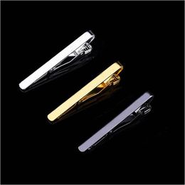 Clips de corbata Simple Metal Sier Gold Tie Clip para hombres Boda Corbata Corbata Caballero Bar Práctico Pin Joyería Regalo Joyería Gemelos Corbata DHD2T