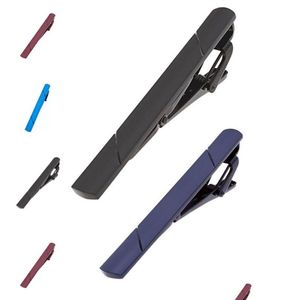 Pinces à cravate Mise à jour Groove Stripe Tie Clips Costumes d'affaires Chemise Cravate Cravates Bar Fermoirs Bijoux De Mode Pour Hommes Noir Or Drop Livraison Dh7Jp