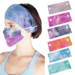 Tie-Dye Anti Sweat Hoofdband Button Haarband Sport Running Elastische Sweatband Running Print Hoofdband Haaraccessoires Tulband