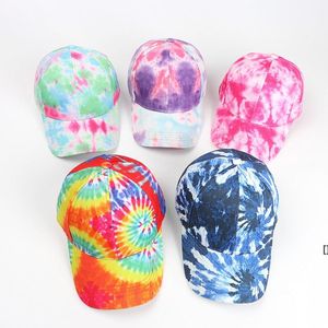 Tie Dye Casquette De Baseball Pour Femmes Hommes Réglable À La Mode Papa Chapeau Été Printemps Automne Rose Bleu ZZA13481