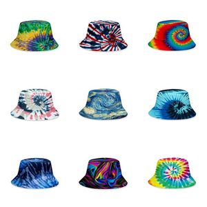 Tie Dye Emmer Hoed Mannen Vrouwen Zonhoeden Fisher Fisherman Cap Zomer Mens Visor Caps Gradiënt Flat Top Sunhat Volwassenen Mode Outdoor Beach Sunhats Groothandel