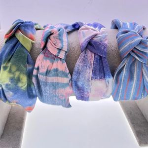 Tie Dye Denim Noeud Bandeau Cross Noué Hairband Turban Adulte Cheveux Accessoires