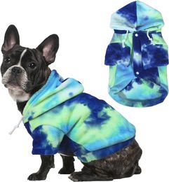 Beinwfyiy Tie Dye Cabala de ropa para perros, abrigo de invierno de mascotas, sudaderas para cachorros para perros pequeños niña