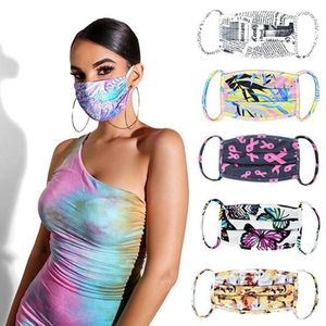 Tie-dye Mascarilla Mariposa Hojas Flores Impreso en 3D Mascarillas bucales Antipolvo y neblina Transpirable Cara Boca Cubierta EEC2755