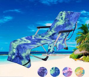 Serviette de plage en microfibre tie-dye, housse inclinable, serviettes de chaise de plage