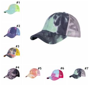 Tie Dye Rabo de Cavalo Boné de Beisebol Criss Snapback Hip Hop Chapéus Verão Malha Chapéu de Caminhoneiro Proteção Solar Meninas Caps OOA83281816054