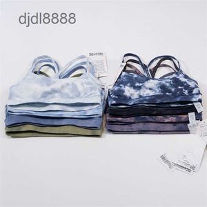 Costume de yoga imprimé à tie-dye avec sangle de soutien-gorge mat double face et belle suspension arrière pour femmes sous-vêtements serrés pour femmes