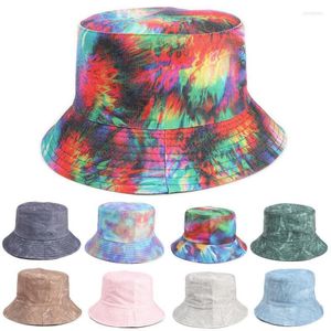 Tie-dye vaste kleur afdrukken Flat-Top dubbelzijdige vissershoed mannen en vrouwen buiten vrije plasbassin groothandel beanie/schedel petten oliv2