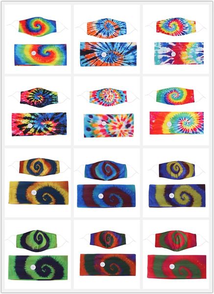 Masque de bande de bande en spirale Tie-Dye Set Protection d'oreille support de coiffeur Yoga Hierwrap pour le visage Couverture Multifonctionnel Band Nurse Doctor Suit