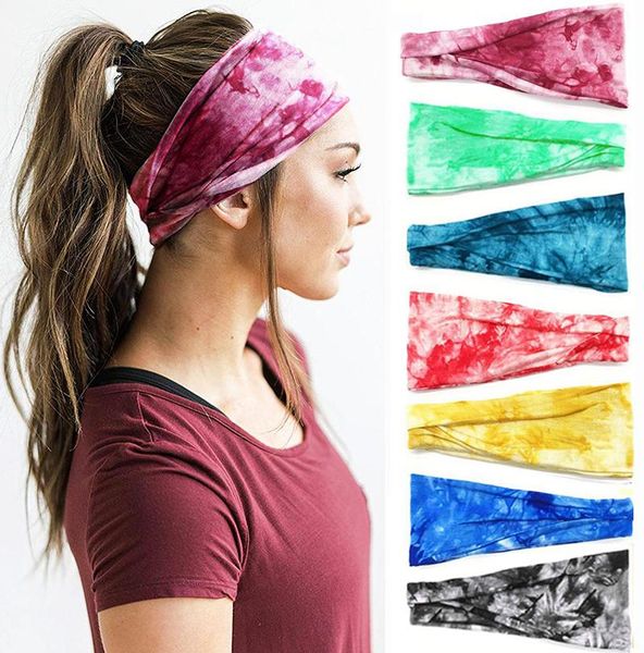 Tie-dye Sports Bandeau Femmes filles Broadside Cheerleaders Bandeaux de sueur Bandeaux Yoga Fitness Écharpe Sport Serviette 13 styles