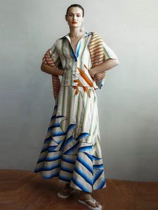 Tie Dye Stripe Print Jupe Revers Chemise Ensemble 2024 Été Plage Vacances Hauts Et Jupes 2 Pièces Costume Élégant Bohe Ladys Tenues 240304