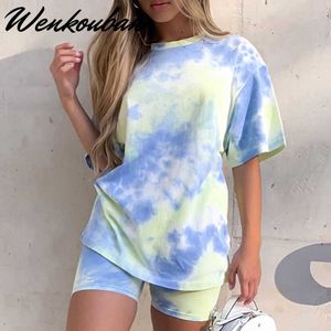 Tie Dye Two Piece Set Femmes Costume Casual pour Femme Basic Survêtement Femmes Joggers Dames Costume Dresy Damskie Conjuntos de Mujer Y0702