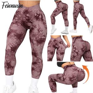 Tie Dye Yoga Pantalon Leggings Femmes Taille Haute Vêtements Running Sports Fitness Workout Push Up Collants Scrunch Butt