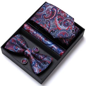 Tie pour hommes Robe formelle Tuxedo Coldage Mandkerchief Bo Set PlaisyParty Groom Wedding Butterfly Bowtie in Box 240418