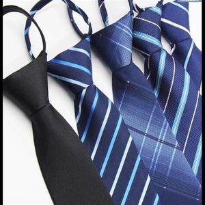 Corbata para hombre con cremallera, no es necesario golpear el traje de negocios, 8cm, profesional, azul oscuro, negro, fácil de tirar, para el novio, boda, lazy244A