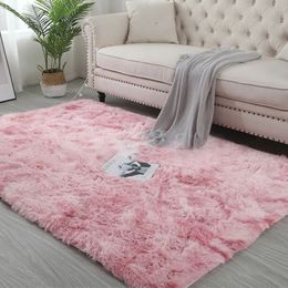 Alfombra de gradiente para bayye para la sala de estar moderna alfombra de sofá alfombra larga alfombra de peluche suave suave esponjoso kids dormitorio juego de dormitorio gris 240424