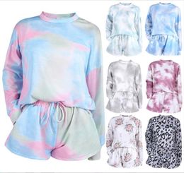 Tiedye payamas bedrukte longsleeve pyjama's sets mode tracksak suit pak twope oce nachtwear slaapkleding set nachthemd thuiskleding pak5633147