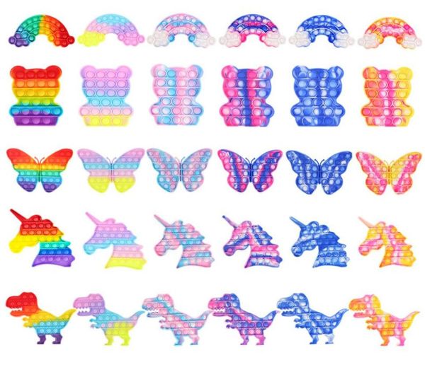 Tiedye Rainbow Butterfly Cubs Unicorn Dinosaur Spaceman Toy Toy Autism Besoins spéciaux Antistrimes Relever fidget Toys Surprise6755850