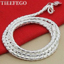 TIEEFEGO 925 Sterling Zilver 4mm Snake Collier Vrouw Man Mode Eenvoudige 20 Inch Ketting Sieraden L230704