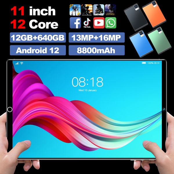 Tienkim Tablet PC 11 pouces WiFi 8800 MAH SIM Android 12.0 Computer MTK 6797 3G 4G 512 Go