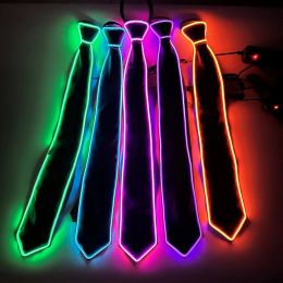 Ties Neck Ties Luminous Bow Neck Tie Ties Men Gift EL Wire Black Ties Wedding Party Decor Neon LED for Men Boys Kids Gifts 231128