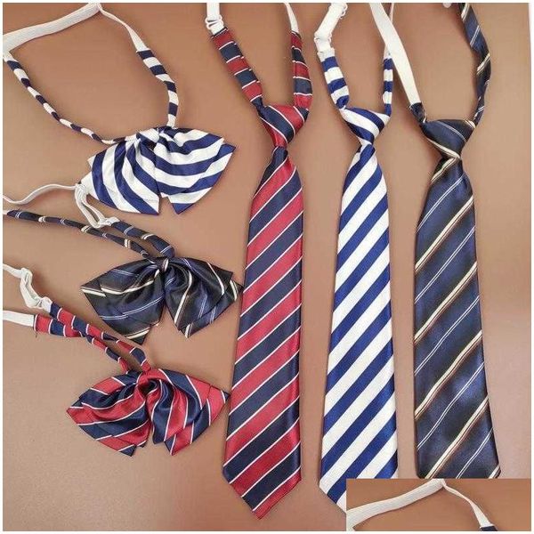 Corbatas Cabello liso Corbata para niños Estudiante de secundaria Traje de arco Uniforme Entrega de gota a rayas Bebé, Accesorios de maternidad para niños dhsid