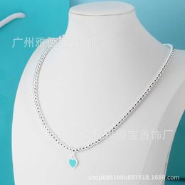 Tifaniym classique T famille 4M perle émail bleu coeur collier femmes blanc cuivre plaqué argent CNC acier impression ronde perle amour pendentif