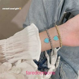 Tifannissm Bracelet Femme Mode Coréenne Bleu Love Ball Perlé 2024 Nouveau Style Polyvalent Meilleur Ami Accessoires Avec Boîte D'origine