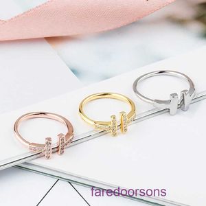 Tifannissm Bagues de créateurs pour femmes boutique en ligne Lettre double T bague ouverte pour femme en argent sterling 925 bijoux polyvalents à la mode coréenne ont une boîte d'origine