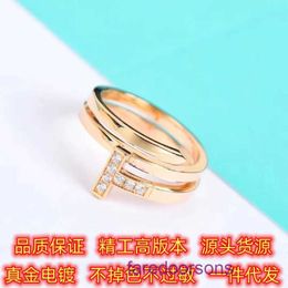 Tifannissm Anillos de diseño de alta calidad a la venta Seiko Edition S925 Pure Silver T Home New Three Ring Wrap Oro rosa de 18 quilates Las mujeres tienen caja original