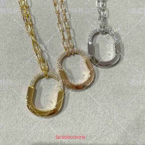 Tifannissm collier chaîne coeur colliers bijoux pendentifs V Gold Edition Lock Collier pour femmes 18k Rose Diamond Sweater Chain Ellip