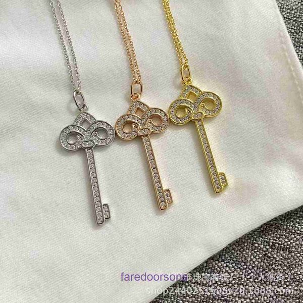 Tifannissm Colgante Necklac Mejor venta Cumpleaños Regalo de Navidad T Familia Iris Key 925 Chapado en plata Oro rosa de 18 k Juego de lujo ligero con caja original completa