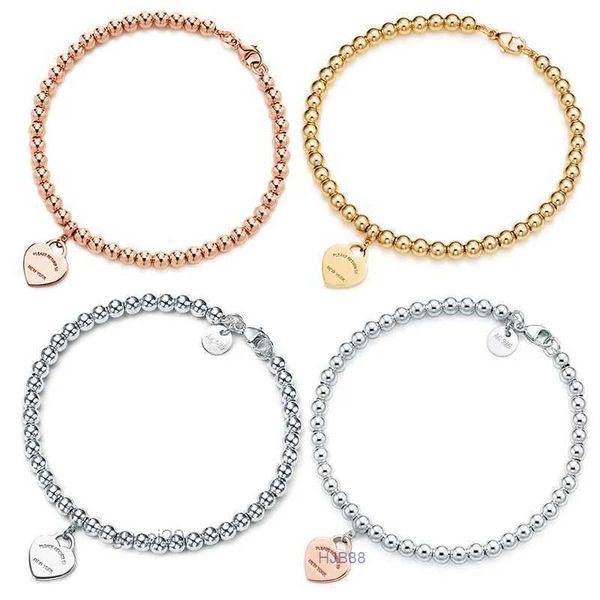 TIFF 100% 925 4 mm Bracelet de perle ronde Bracelet Femelle Femme Silver Bottom Placage pour souvenir Gift Souveniture Bijoux de charme de mode 8VCM NR9G