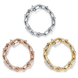 Bracelet de créateur Tiff en forme de U, chaîne de bracelet surround commune incrustée de diamants, texture métallique vintage en forme de fer à cheval, girlfrien253r