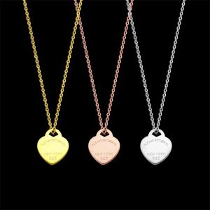 Tiff Gouden Hart Designer Ketting Rose Goud Valentijnsdag Cadeau Sieraden Met doos Fastnecklaces gaten