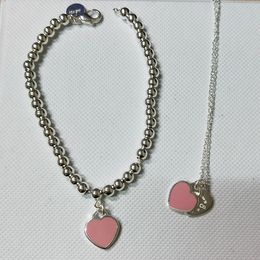Tiff Designer Love collier pendentif en argent colliers bijoux féminins artisanat exquis logo classique Double Blue Heart Tag Pendentif Bracelets de créateurs de luxe