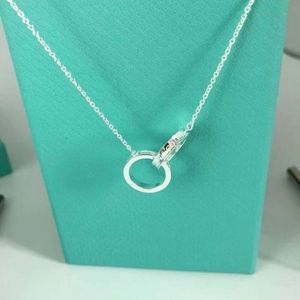 tiff necklace Collier classique en argent sterling 1837, pendentif double anneau, petite chaîne de collier de luxe de haute qualité pour petite amie avec boîte