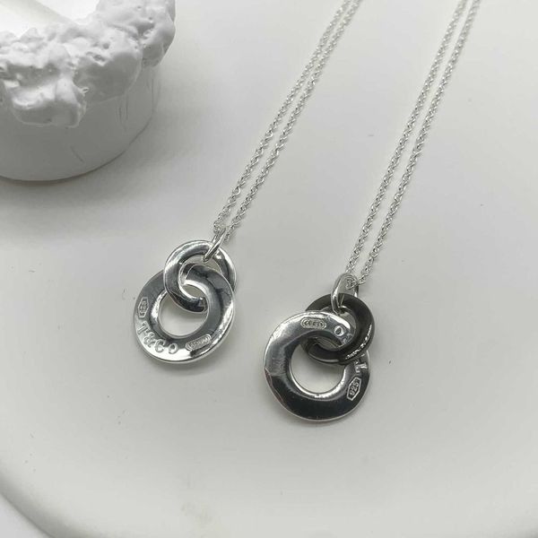 Collana Tiff Designer di gioielli di moda di lusso in argento sterling 925 con anello nero per tutto il corpo, pendente alla moda versatile per accessori di gioielli per uomo e donna