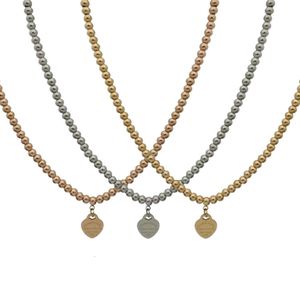 Tiff Ketting Designer Luxe Mode Dames Originele Kwaliteit Klassiek Perzik Hart Kerstsieraden Goud/Zilver/Rose Kraal Cadeau Met Doos