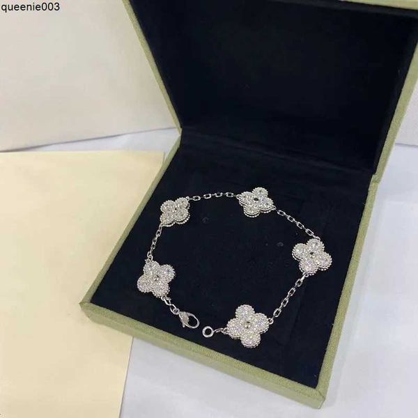 Tiffahylioes Bracelets à breloques trèfle de créateur pour femmes, classique, or Rose 18 carats, titane, feuille d'acier, cristal brillant, diamant, amour