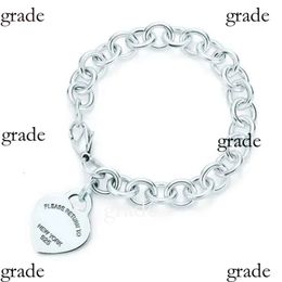 Tiffancy Bracelet Designer Classique Tiffanybracelet S925 Sterling Argent Double Plaque Pendentif Avec Goutte À Goutte Colle Diamant Plaqué Coeur Bracelet Tiffanyset Mode 110