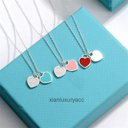 Tiffantyism popularité Niche coeur émail coeur bleu Simple clavicule amour collier correspondant copines cadeau avec boîte