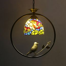 Luces de colgante de pájaros tiffany salas de vidrio decoración de la sala de estar muebles de comedor lámpara colgante de la cocina lámparas de cocina accesorios