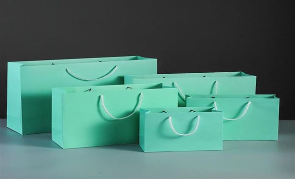 Tiffany Blue Paper Bag Kraft Packaging Gift Wrap Festival Fiesta de cumpleaños de compras Decoración303K8714150