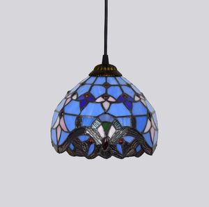 Lámpara colgante Tiffany, lámpara colgante decorativa de amor barroco azul creativo mediterráneo, lámpara de vitral para sala de estar