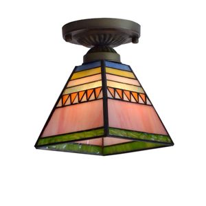 Tiffany Pyramid Corridor Plafond Light Colorful Glass Bedroom Chandelier LAMP BALCON HALLWAY PORCH